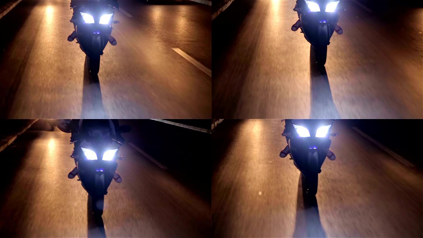 夜间骑摩托车视频素材