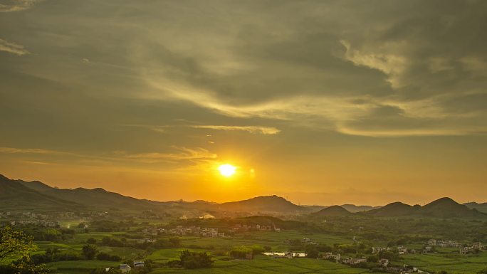 唯美夕阳4K乡村风景