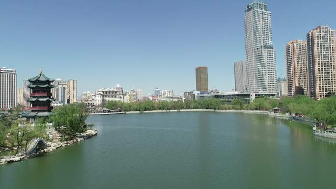 太原 迎泽公园 全景 航拍