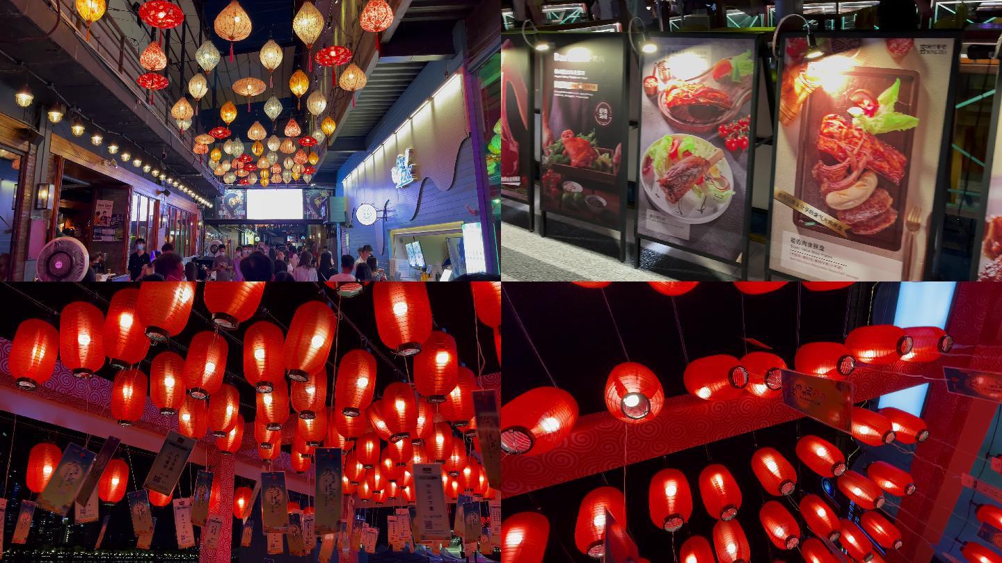 广州街头酒吧街灯光夜景