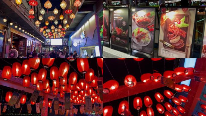 广州街头酒吧街灯光夜景