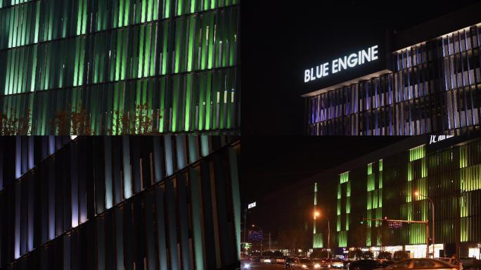 龙湖集团总部建筑外立面夜景灯光视频剪辑