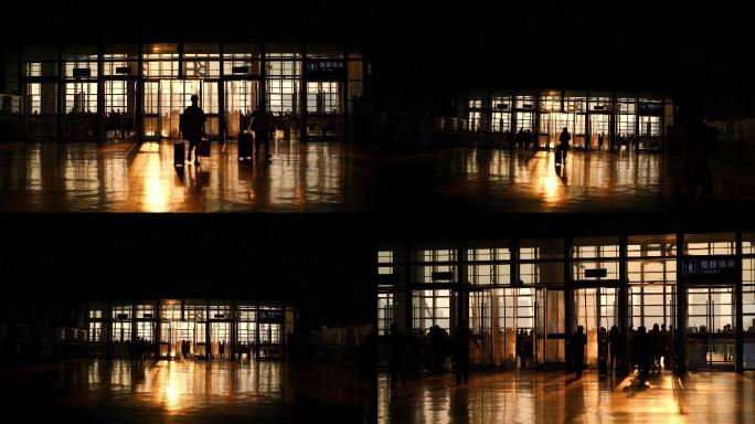 夕阳下的高铁站进站口4k视频素材
