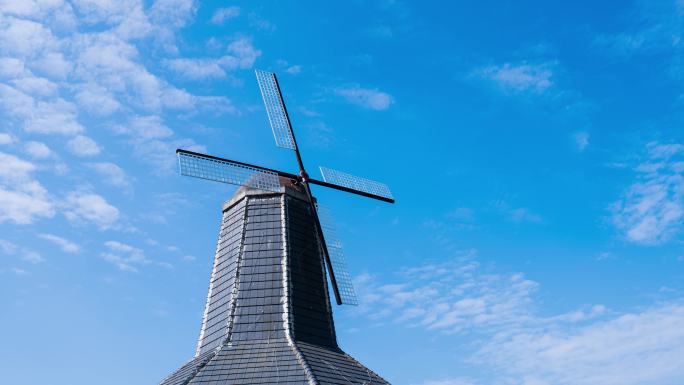 欧洲小镇欧式建筑风车