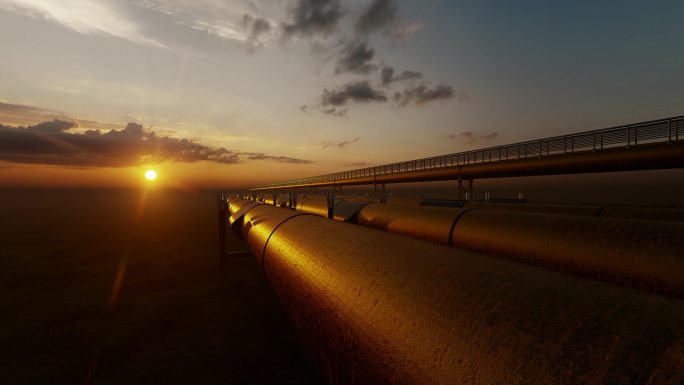 石油天然气或水通过金属管道的管道运输4K