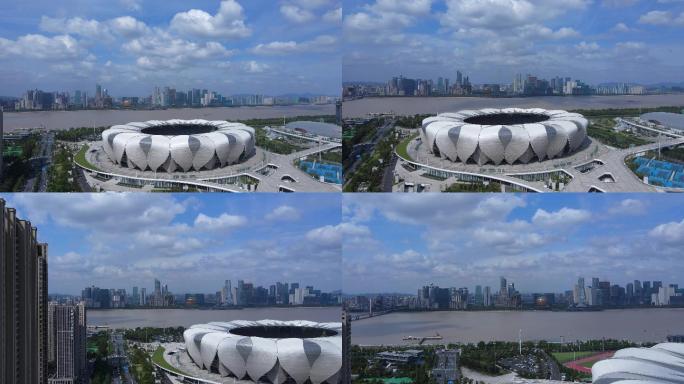 杭州奥体中心航拍风景