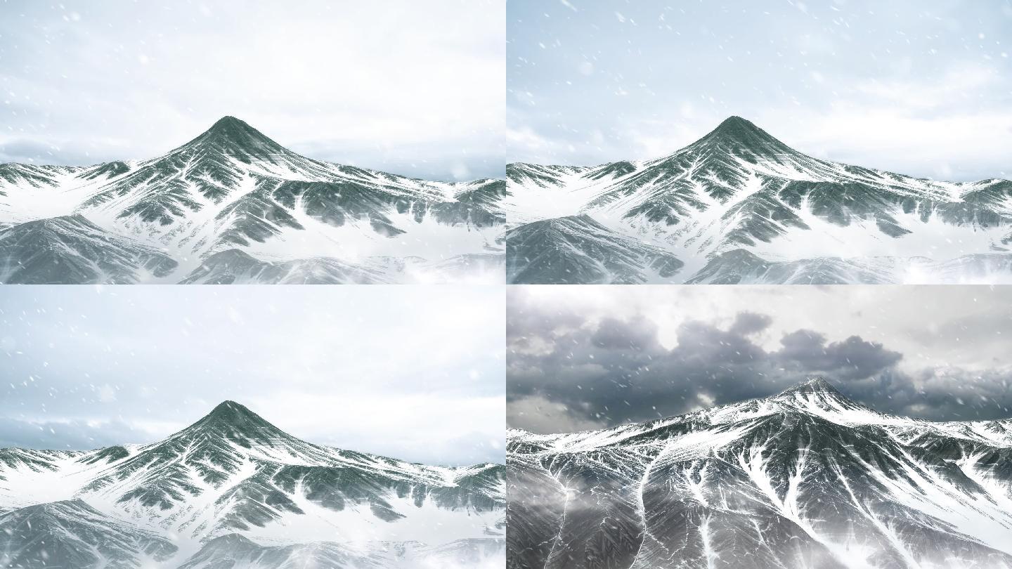 山峰雪山白雪皑皑的雪景视频