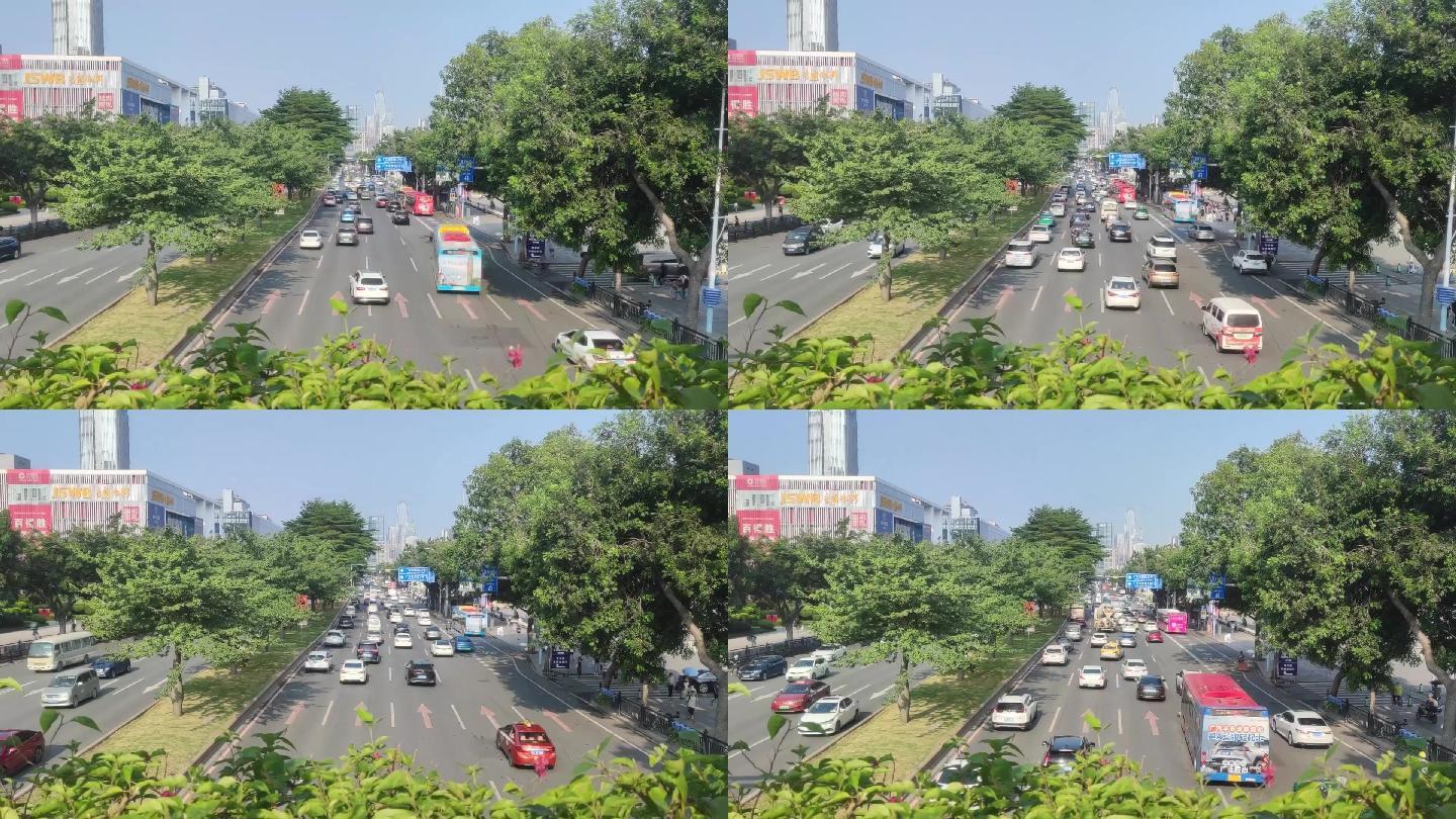 早上广州交通拥堵车流车辆延时视频