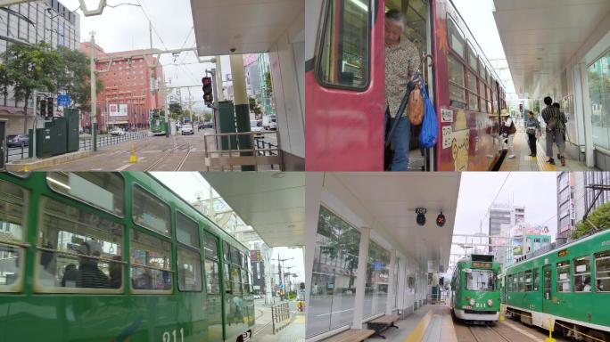 日本城市有轨电车 日式小清新动漫场景