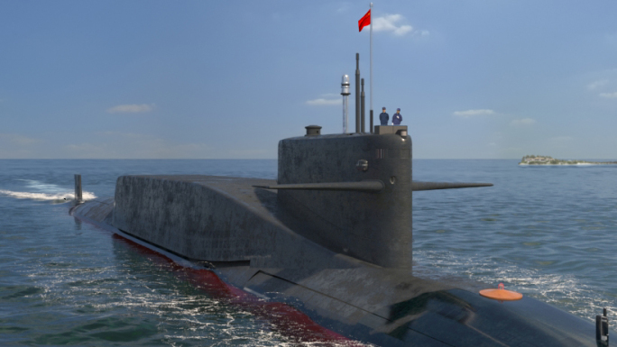 094型核潜艇海面慢速航行