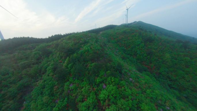 永州江华西边大岭风力发电穿越机无人机航拍