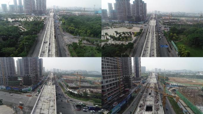 深圳光明修建地铁6号线资料航拍视频