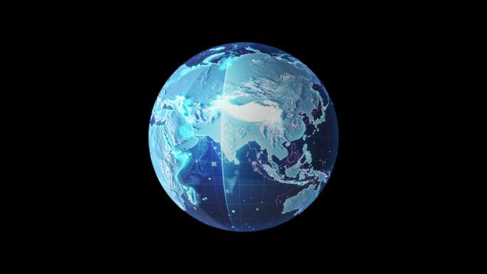 科技地球8K 世界地图 数据地球 循环