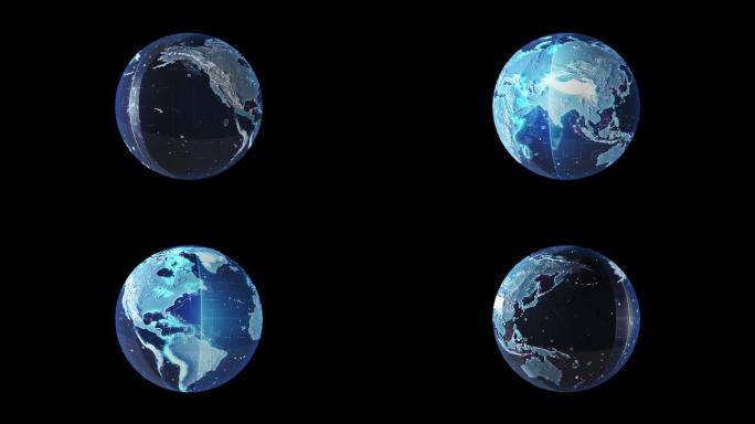 科技地球8K 世界地图 数据地球 循环