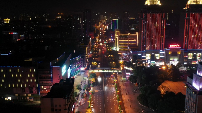 航拍吉安市吉州区夜景