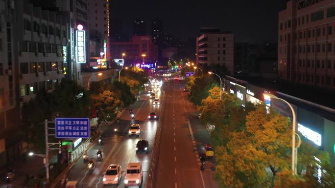 航拍吉安阳明东路夜景