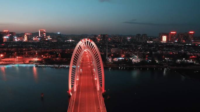（4K)城市航拍桥梁车流夜景素材
