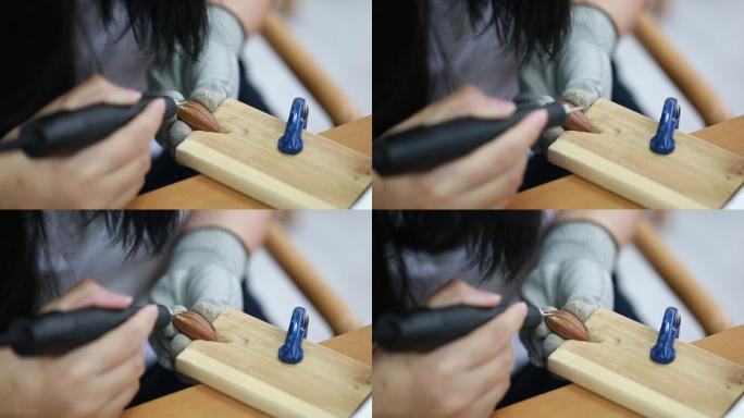 广州增城榄雕学生兴趣课堂电动工具雕刻榄雕