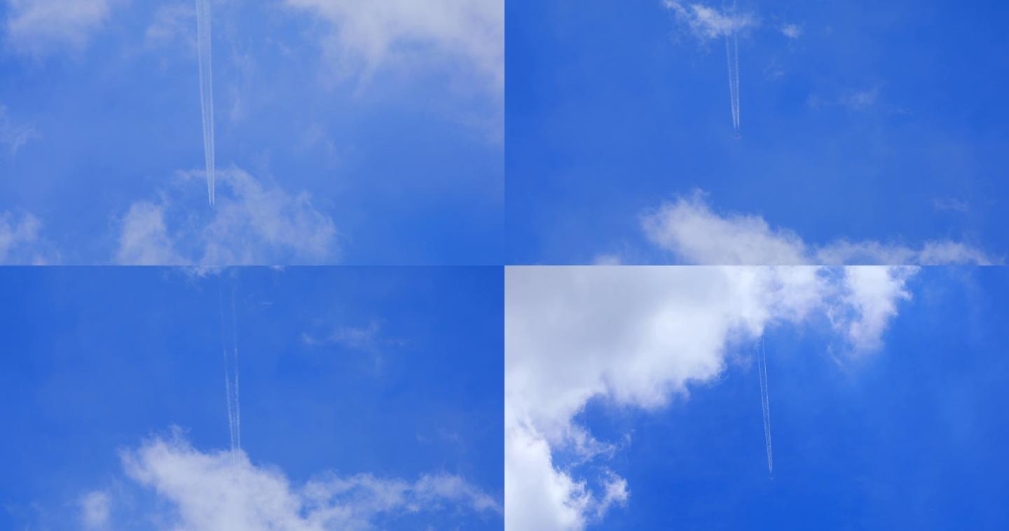 飞机翱翔蓝天飞过云层喷气式飞机喷气