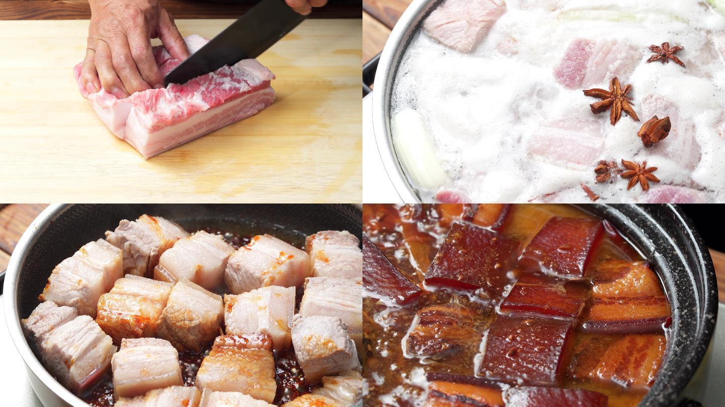 中国东北特色老菜砂锅焖肉烹饪过程