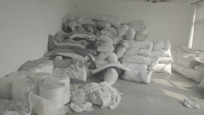 纺织厂 废弃布料 堆积 废弃 旧布