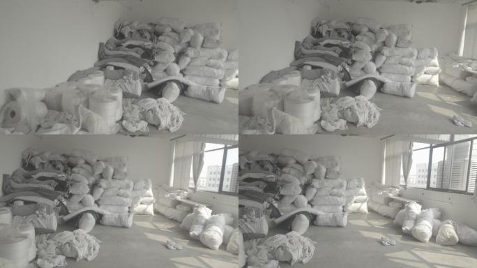 纺织厂 废弃布料 堆积 废弃 旧布
