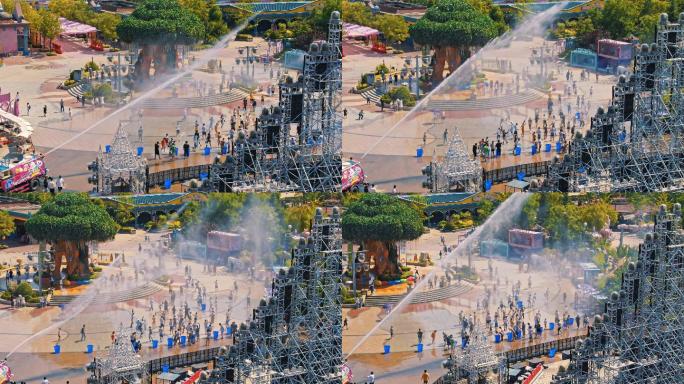 航拍西安乐华城水上乐园