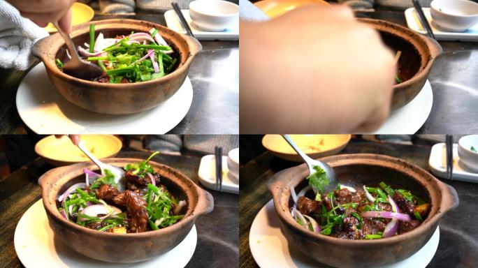 美味的经典广东菜，牛肉啫啫煲