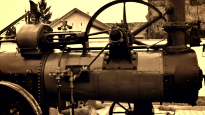 蒸汽机驱动脱粒机汽缸联合收割机车轮