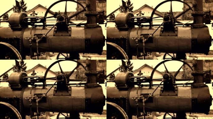 蒸汽机驱动脱粒机汽缸联合收割机车轮