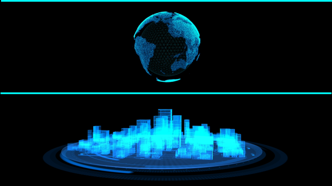 蓝色线框科技城市背景