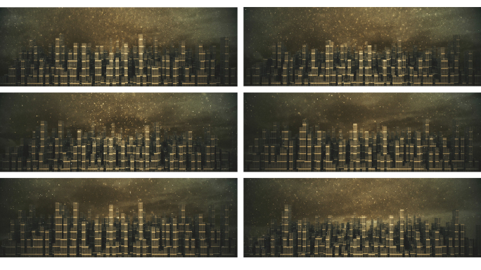 【宽屏时尚背景】昏黄末日尘埃废墟城市残骸