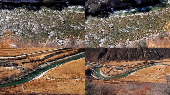 冬季藏区大山溪流1080P