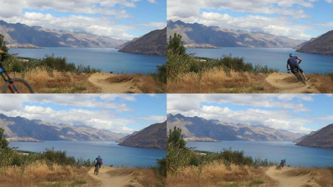 下山的山地自行车手