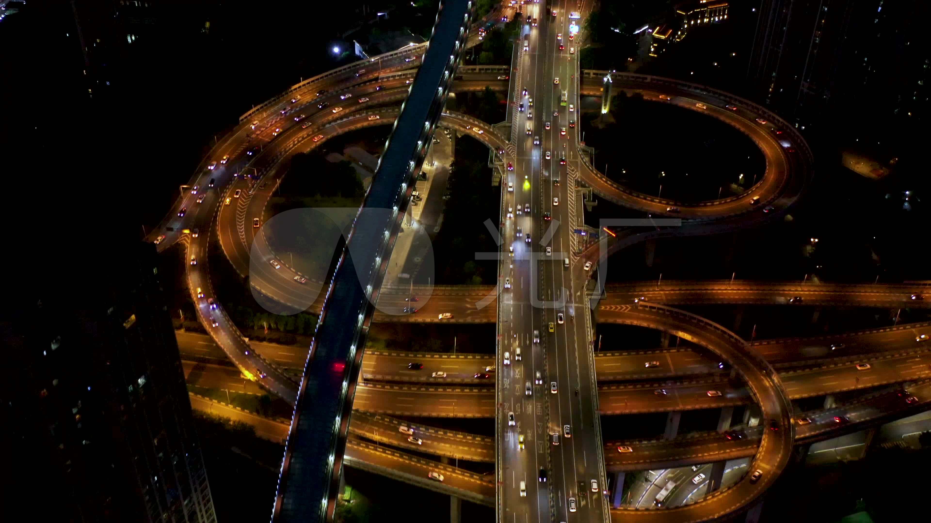 重慶鵝公巖大橋車流夜景航拍素材