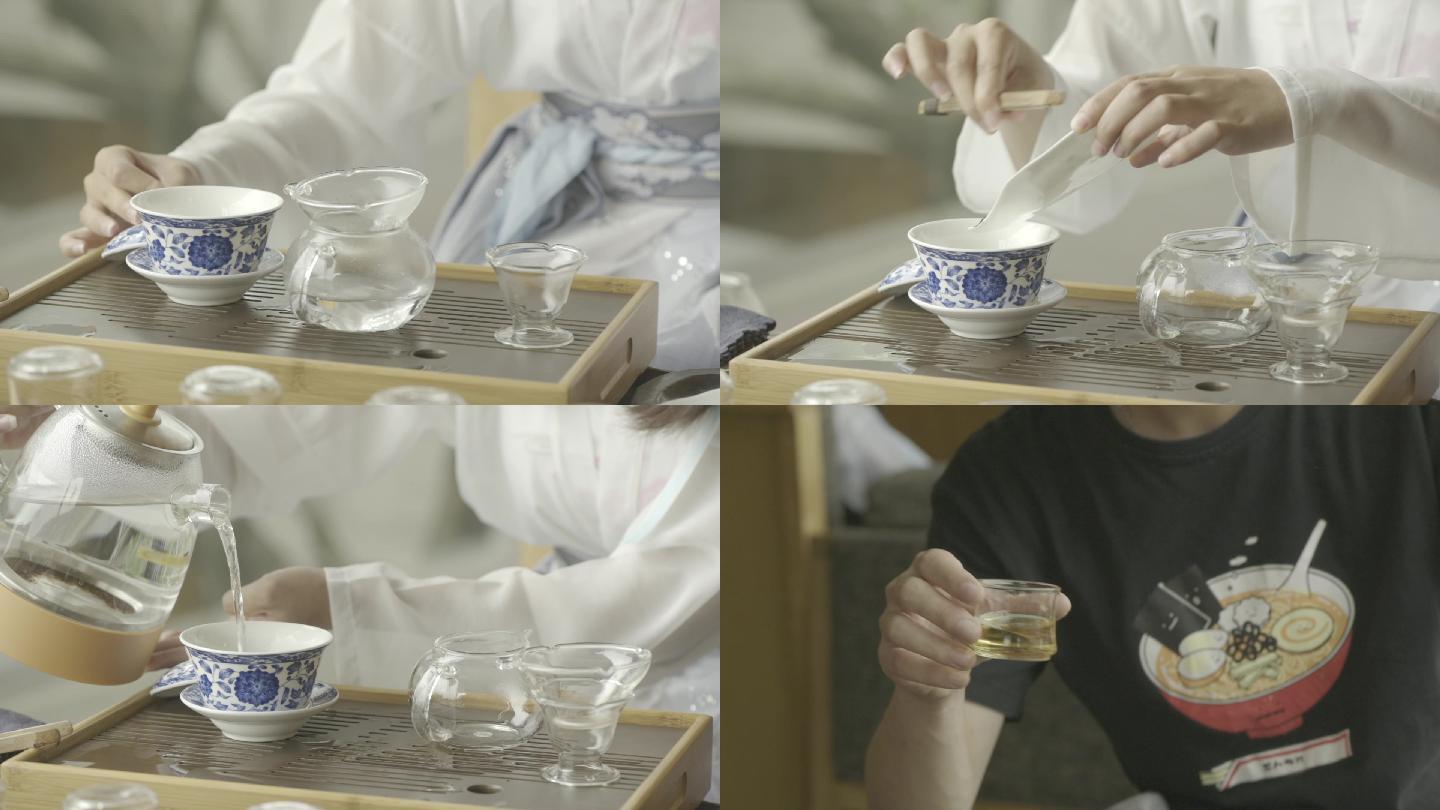 茶艺茶艺师冲茶展示顾客品茶