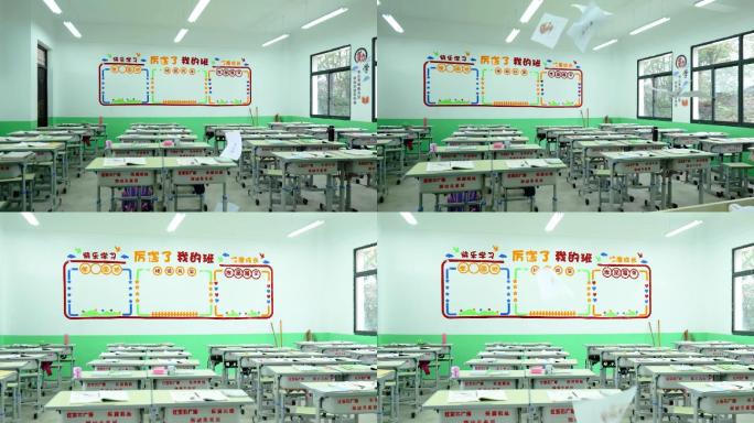 180帧升格拍摄慢动作   教室飞纸