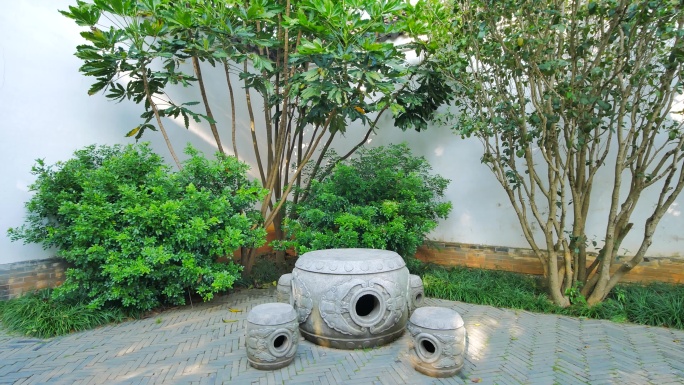 中式园林庭院石桌石凳