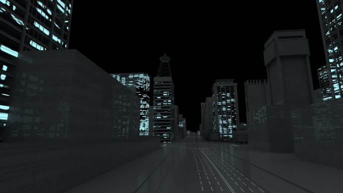 大气震撼虚拟三维科技穿梭夜景城市4k