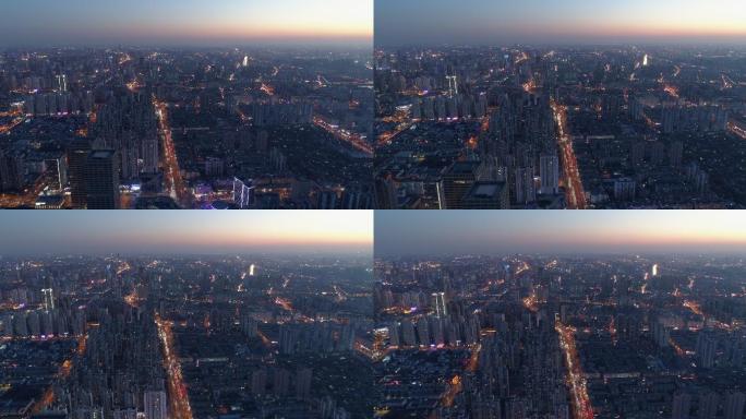 北京市区鸟瞰图日落交通城市景观
