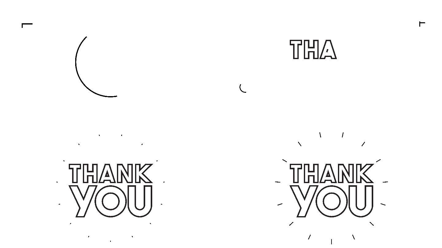白色背景上的现代“谢谢”线条图标动画