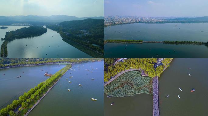 秋季杭州西湖航拍4k