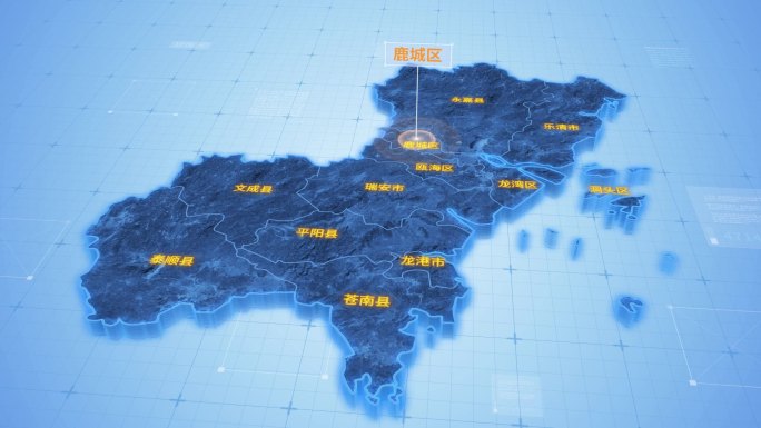 浙江温州鹿城区三维地图科技感