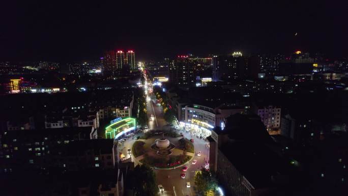 山西汾阳城市夜景01航拍
