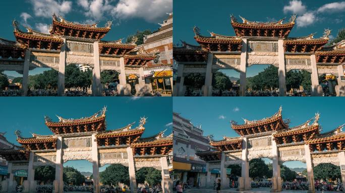 泉州府文庙牌坊大范围移动延时摄影4K素材