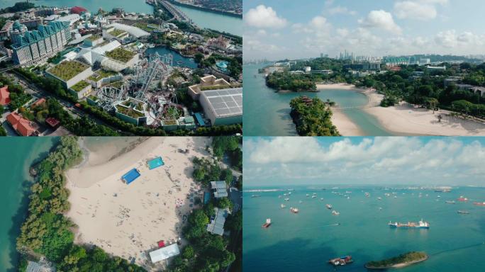新加坡浪淘沙环球影城 沙滩航拍1080p