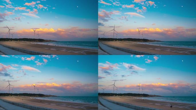 泉州石圳海滩蓝天白云延时摄影（4K素材）