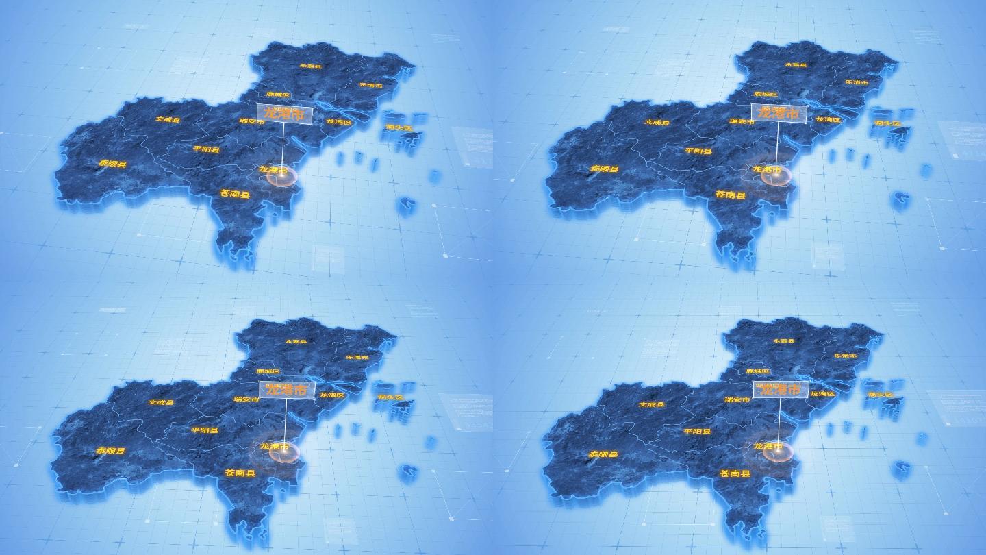 浙江温州龙港市三维地图科技感ae模板