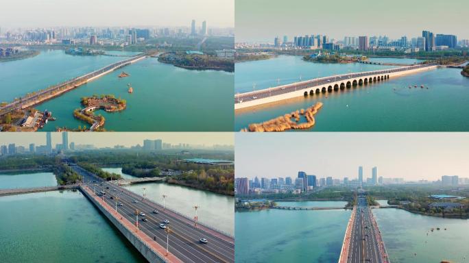 银川阅海湖道路航拍