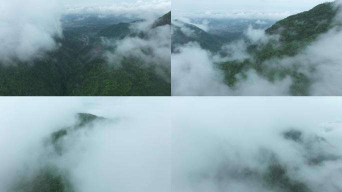 水墨意境峡谷山川云雾航拍